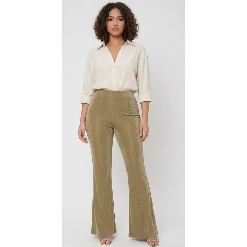 New Forever 21 Slinky High Rise Y2K Flare Pull On Pants Women's Size Small